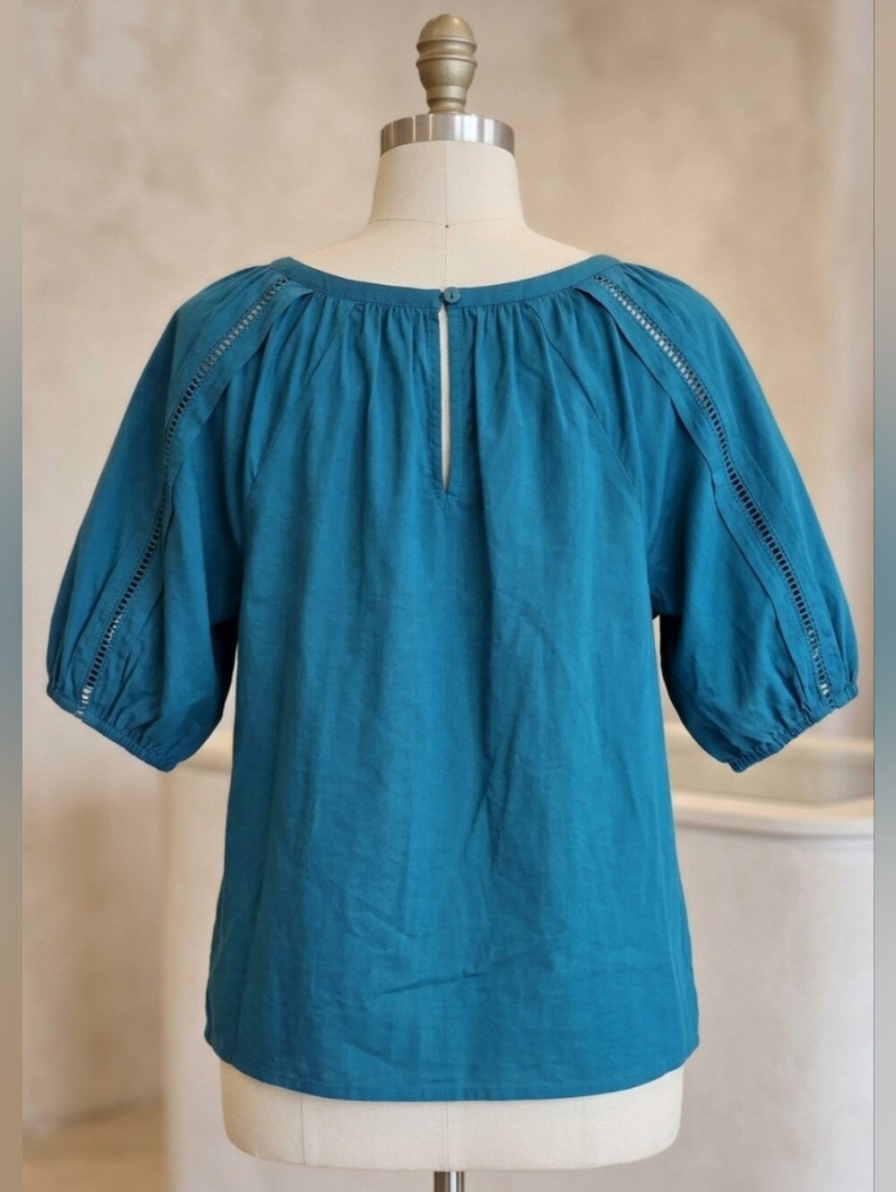 The Loft Relaxed Teal Peasant Blouse with Scoop Neck - Picture 2 of 2